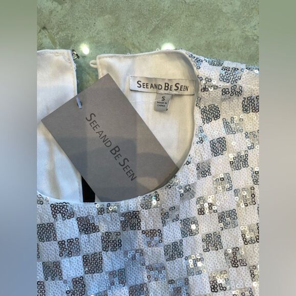 Chic Checkered Sleeveless Dress. Wear this to the Disco or to a Night Out. NWT S - Picture 8 of 10